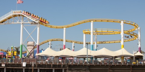 Roller coaster at Santa Monica Pier's Pac Park