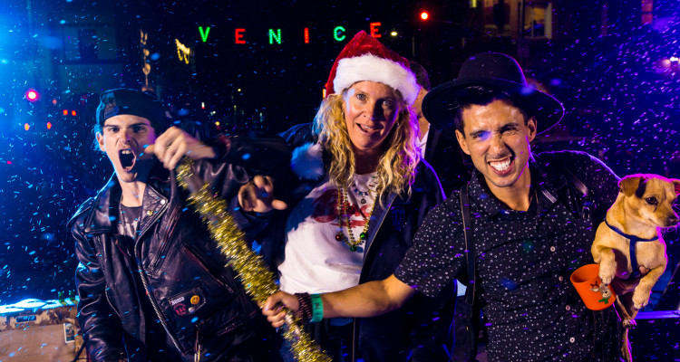 2017 Venice Sign Holiday Lighting.  Photo by VenicePaparazzi.com