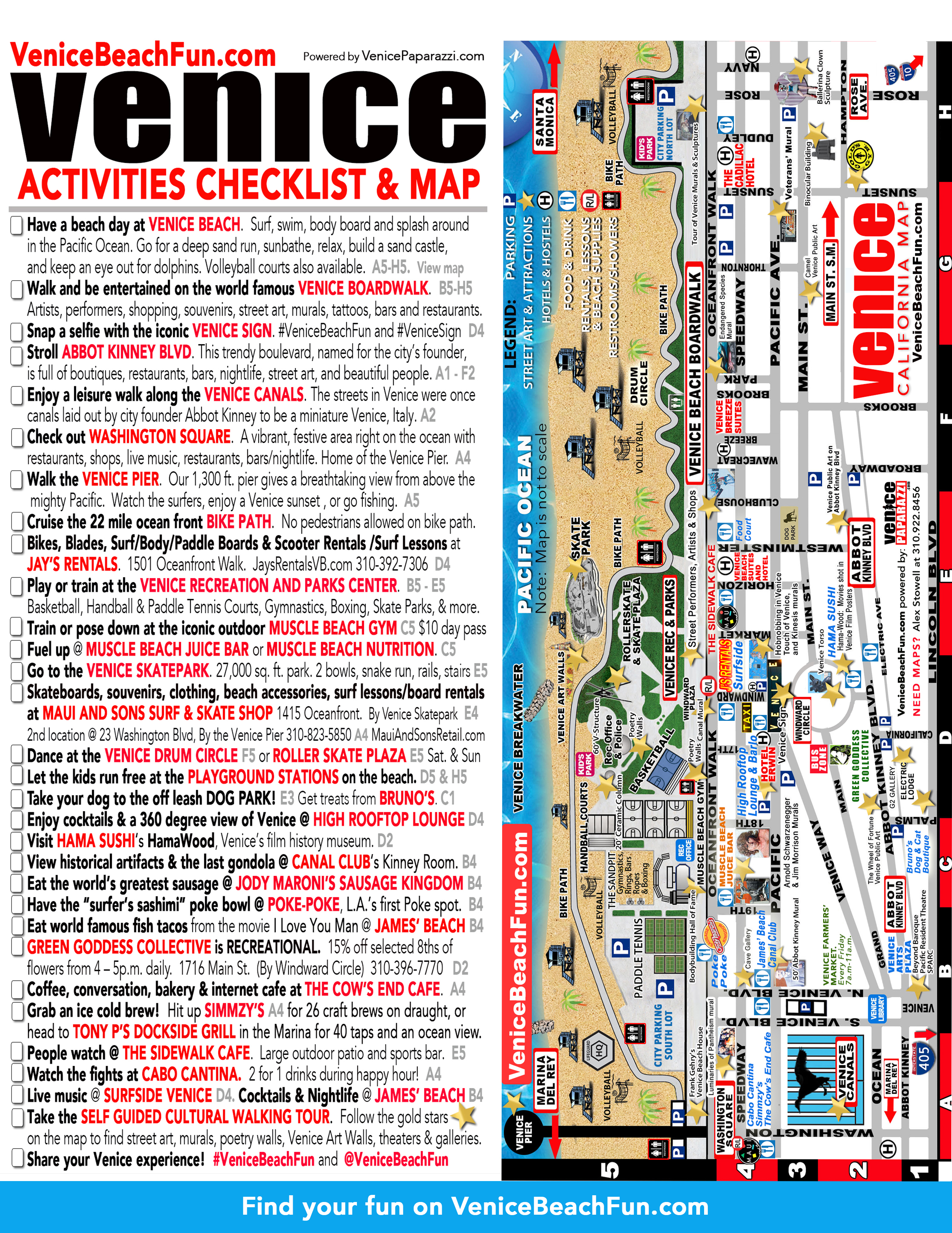 50 Fun Things To Do In Venice Ca View And Print Venice Activities Checklist Map
