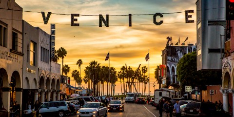 2017 Venice Sign Holiday Lighting.  Photo by VenicePaparazzi.com